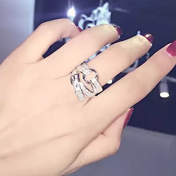 STERLING SILVER BUCKLE ZIRCON RING - Picture 10 of 14